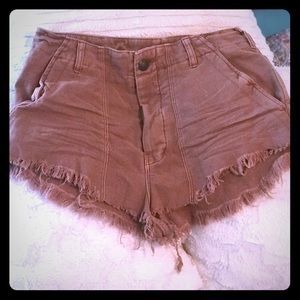 Tan cut off shorts by free people size 6
